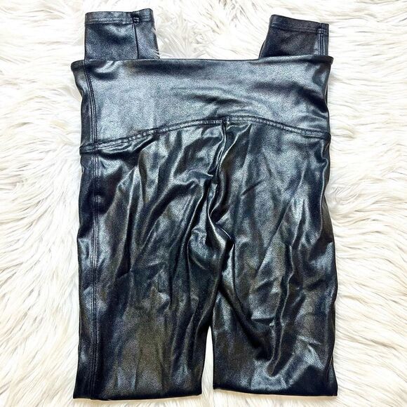 Spanx Faux Leather Shiny Black Leggings Medium - Picture 6 of 6